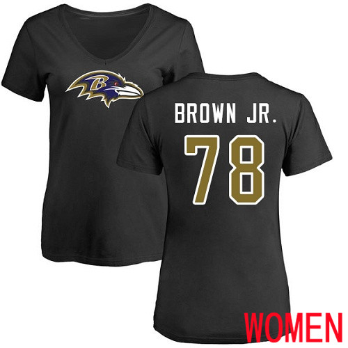 Baltimore Ravens Black Women Orlando Brown Jr. Name and Number Logo NFL Football #78 T Shirt->baltimore ravens->NFL Jersey